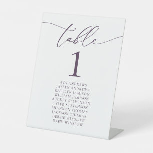 Paars minimalistisch huwelijksnummer reclamebord met voetstuk