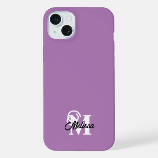 Paars minimalistisch monogram iPhone hoesje (Achterkant)