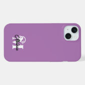Paars minimalistisch monogram iPhone hoesje (Achterkant horizontaal)