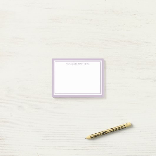 Paars Minimalistisch Monogram Post-it® Notes (Op bureau)