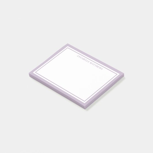 Paars Minimalistisch Monogram Post-it® Notes (Schuin)