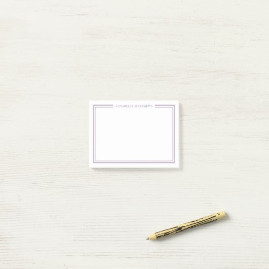Paars Minimalistisch Monogram Post-it® Notes (Op bureau)