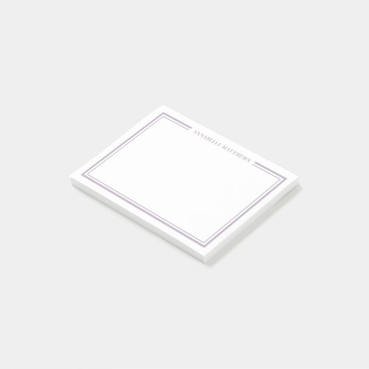 Paars Minimalistisch Monogram Post-it® Notes (Schuin)