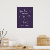 Paars Minimalistisch Script Trouw Welkomstbord Poster (Keuken)