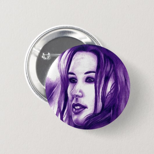 Paars Mode portret kunst Ronde Button 5,7 Cm (Voorkant /achterkant)