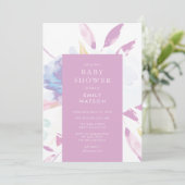 Paars modern Baby shower Waterverf Kaart (Staand voorkant)