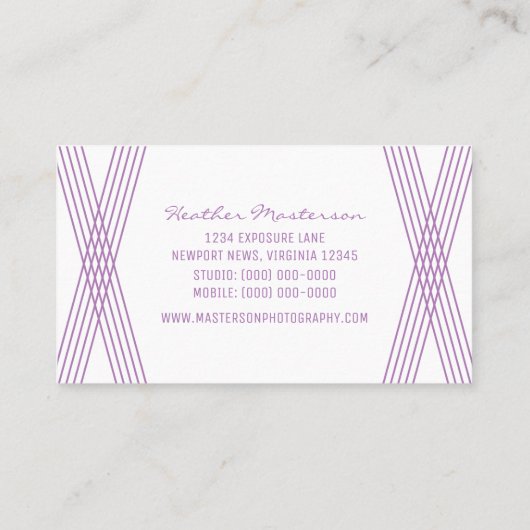 Paars modern deco-Visitekaartje Visitekaartje (Achterkant)