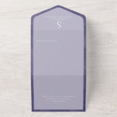 Paars modern fotodiner all in one uitnodiging (Buitenkant)