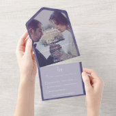 Paars modern fotodiner all in one uitnodiging (Afscheurbaar)