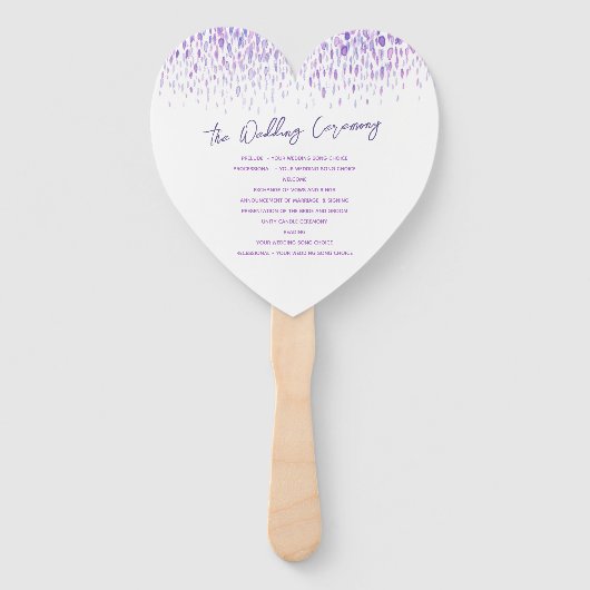 Paars modern gekleurd waterverf programma voor wed handwaaier (Achterkant)