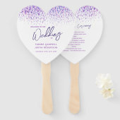 Paars modern gekleurd waterverf programma voor wed handwaaier (Voorkant en achterkant)