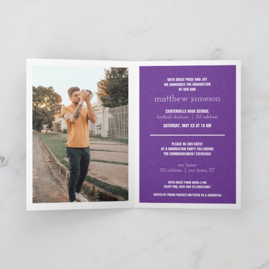 Paars modern gestructureerd Afstuderen voor foto's (Binnen)