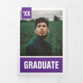 Paars modern gestructureerd Afstuderen voor foto's Drieluik Uitnodiging (Cover)