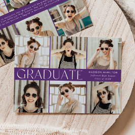 Paars modern Klassiek 12 Foto Afstuderen Aankondiging