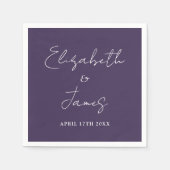 Paars Modern Minimalistisch Script Bruiloft Servet (Voorkant)