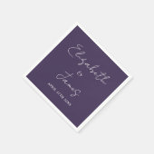 Paars Modern Minimalistisch Script Trouwen Servet (Hoek)