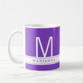 Paars modern monogram Simple Name Initiaal Koffiemok (Links)