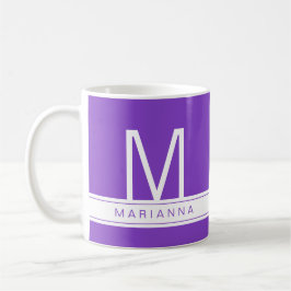Paars modern monogram Simple Name Initiaal Koffiemok
