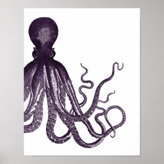 Paars Modern Octopus Poster