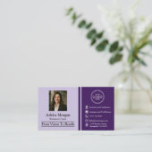 Paars Modern Professioneel Aangepaste Foto & QR-co Visitekaartje (Staand voorkant)