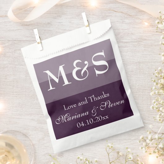 Paars modern script bruiloft bedankzakje (Geknipt)