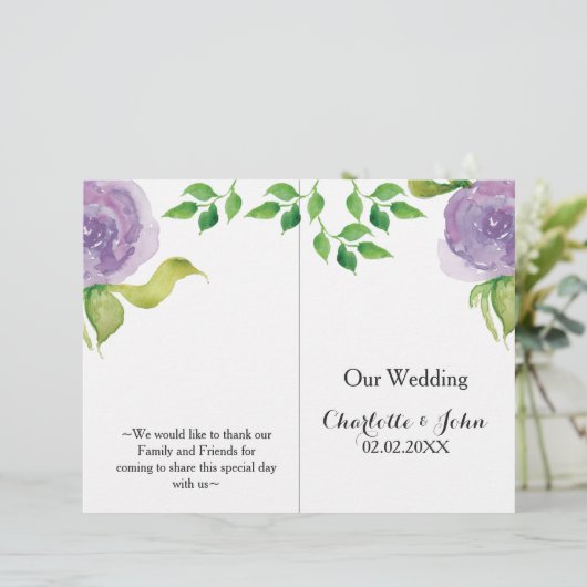 Paars Modern waterverf bloemetjesprogramma (Staand voorkant)