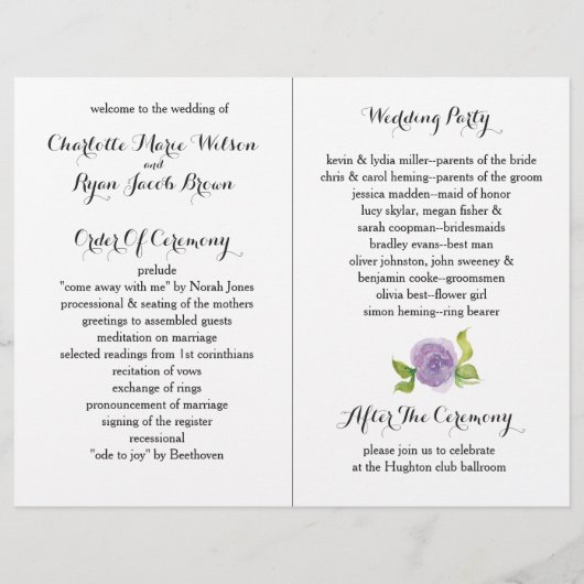 Paars Modern waterverf bloemetjesprogramma (Achterkant)