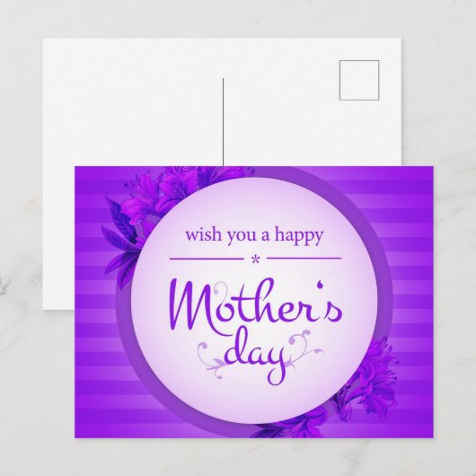Paars Moederdag Briefkaart (Voorkant / Achterkant)