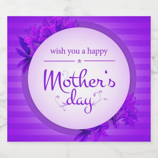 Paars Moederdag Sparkling Wijnetiket (Enkel label)