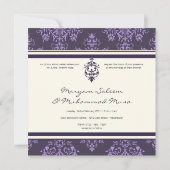 Paars-mohamasbismillah huwelijksuitnodiging kaart (Achterkant)