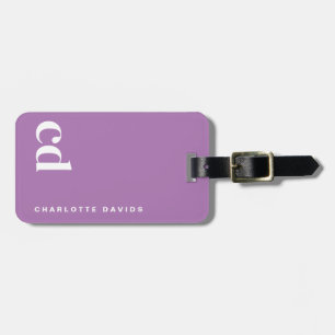 Paars monogram bagagelabel