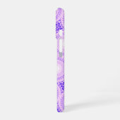 Paars monogram cirkelpatroon iPhone 16 hoesje (Linkerkant)