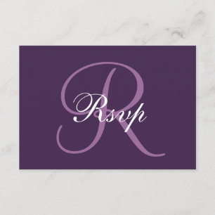 Paars monogram Elegant Wedding RSVP-kaart RSVP Kaartje