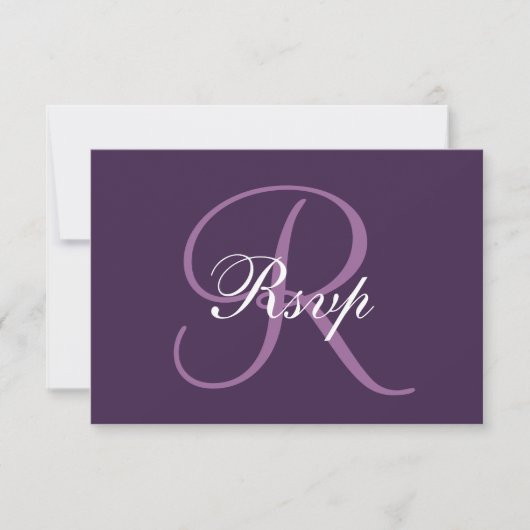 Paars monogram | Elegant Wedding RSVP-kaart RSVP Kaartje (Voorkant)