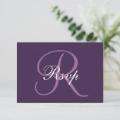 Paars monogram | Elegant Wedding RSVP-kaart RSVP Kaartje (Staand voorkant)