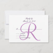 Paars monogram | Elegant Wedding RSVP-kaart RSVP Kaartje (Achterkant)
