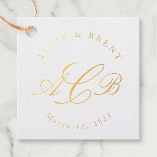Paar's Monogram en Datum huwelijksgunst Bedankjes Labels (Voorkant)