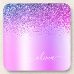 Paars monogram Glitter Sparkle Girly Script Bier Onderzetter<br><div class="desc">Paarse Faux Folie Metallic Sparkle Glitter Brushed Metal Monogram Name Paper Onderzetters. Dit maakt het perfecte afstuderen,  de verjaardag,  de bruiloft,  het vrijgezellenfeest,  de verjaardag,  het baby shower of het bachelorette feest cadeau voor iemand die van glam luxe en chic stijlen houdt.</div>