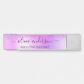 Paars monogram Glitter Sparkle Girly Script Deurbordje (Voorkant)
