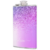 Paars monogram Glitter Sparkle Girly Script Heupfles (Links)