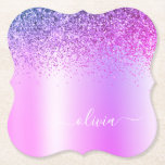 Paars monogram Glitter Sparkle Girly Script Kartonnen Onderzetters<br><div class="desc">Paarse Faux Folie Metallic Sparkle Glitter Brushed Metal Monogram Name Paper Onderzetters. Dit maakt het perfecte afstuderen,  de verjaardag,  de bruiloft,  het vrijgezellenfeest,  de verjaardag,  het baby shower of het bachelorette feest cadeau voor iemand die van glam luxe en chic stijlen houdt.</div>