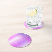 Paars monogram Glitter Sparkle Girly Script Kartonnen Onderzetters (Insitu)