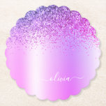 Paars monogram Glitter Sparkle Girly Script Kartonnen Onderzetters<br><div class="desc">Paarse Faux Folie Metallic Sparkle Glitter Brushed Metal Monogram Name Paper Onderzetters. Dit maakt het perfecte afstuderen,  de verjaardag,  de bruiloft,  het vrijgezellenfeest,  de verjaardag,  het baby shower of het bachelorette feest cadeau voor iemand die van glam luxe en chic stijlen houdt.</div>