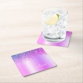 Paars monogram Glitter Sparkle Girly Script Kartonnen Onderzetters (Insitu)
