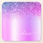 Paars monogram Glitter Sparkle Girly Script Kartonnen Onderzetters<br><div class="desc">Paarse Faux Folie Metallic Sparkle Glitter Brushed Metal Monogram Name Paper Onderzetters. Dit maakt het perfecte afstuderen,  de verjaardag,  de bruiloft,  het vrijgezellenfeest,  de verjaardag,  het baby shower of het bachelorette feest cadeau voor iemand die van glam luxe en chic stijlen houdt.</div>