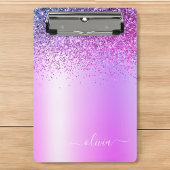 Paars monogram Glitter Sparkle Girly Script Mini Klembord