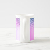 Paars monogram Glitter Sparkle Girly Script Porselein Kop (Achterkant)