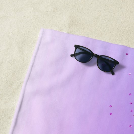 Paars monogram Glitter Sparkle Girly Script Strandlaken (In situ)