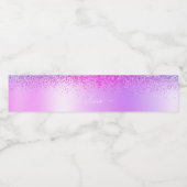 Paars monogram Glitter Sparkle Girly Script Waterfles Etiket (Enkel label)