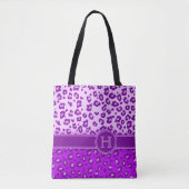 Paars monogram handschrift tote bag (Voorkant)